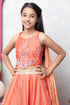 floral orange lehenga